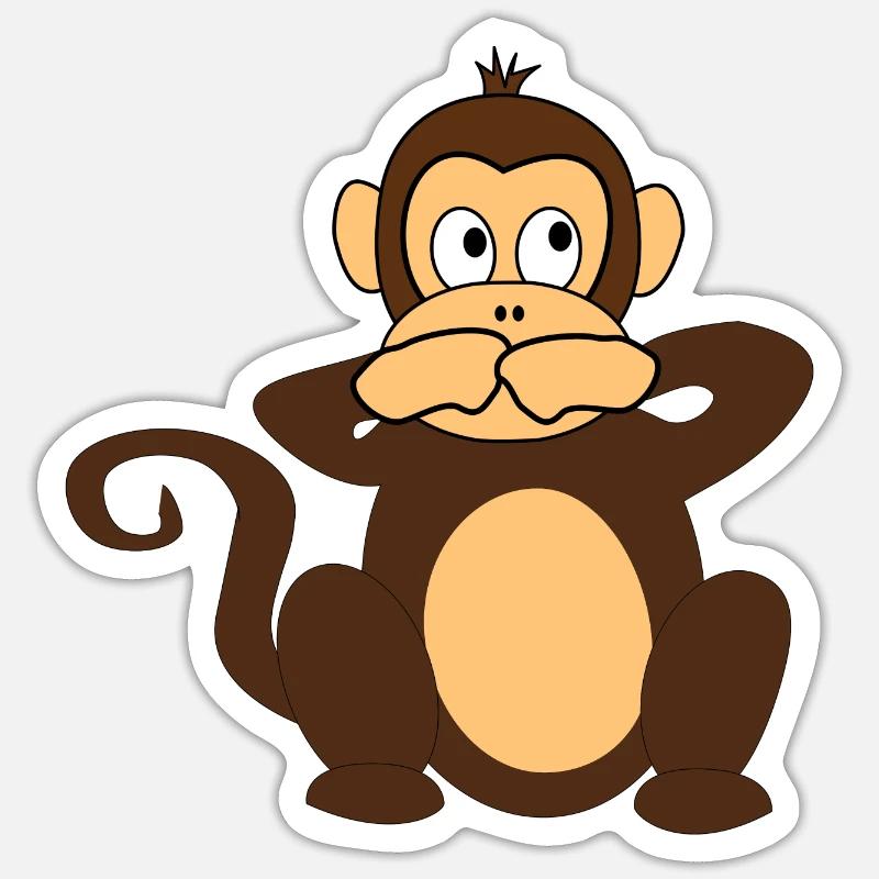Affee nichts sagen sag nothing monkey - Sticker size S (10 x 10 cm) - white matte