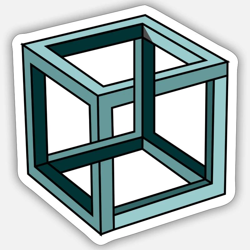 Escher Impossible Cube - Sticker taille S (10 x 10 cm) - blanc mat