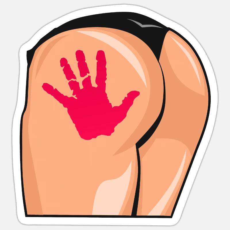 Hand Gesäß Popotin frecher Humor - Sticker Größe S (10 x 10 cm) - Mattweiß