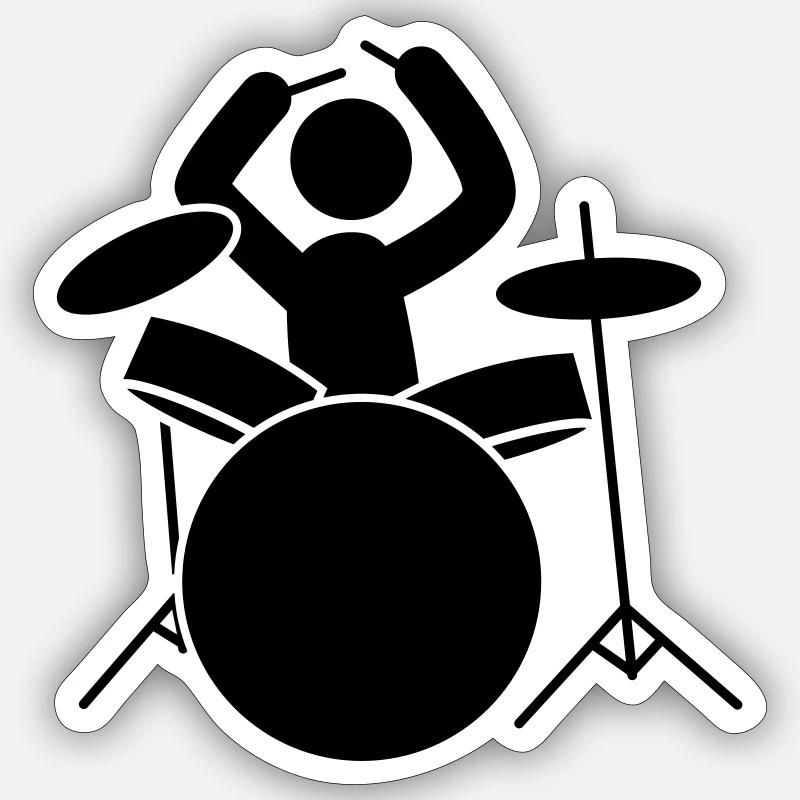 drummer icon drummer - Sticker size S (10 x 10 cm) - white matte