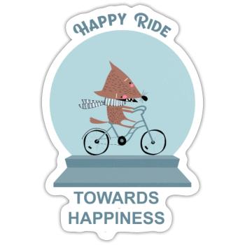 GLÜCKLICHE FAHRT ZUM GLÜCK - DER WEG ZUM GLÜCK - Sticker Größe S (10 x 10 cm) - Mattweiß - Vorne
