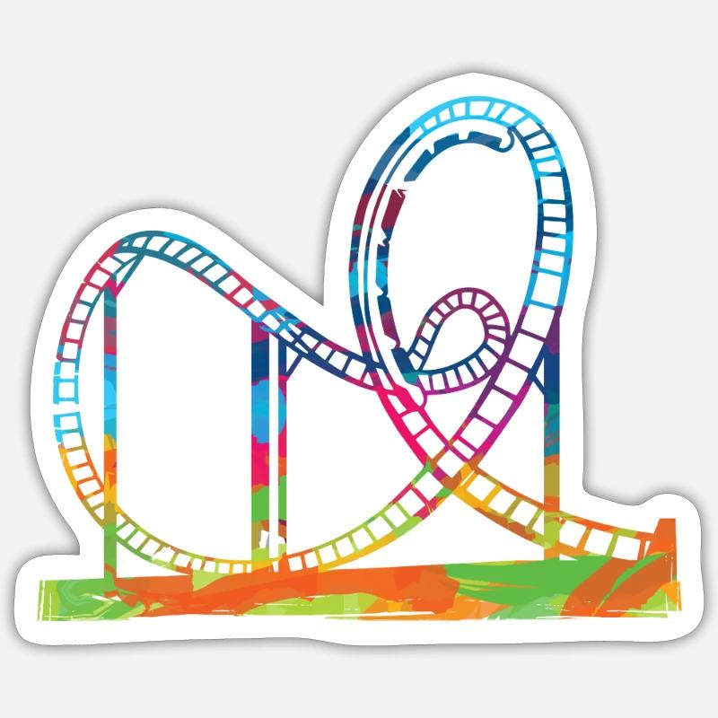 Achterbahn Geschenkidee Freizeitparks Schausteller Sticker Größe S (10 x 10 cm)