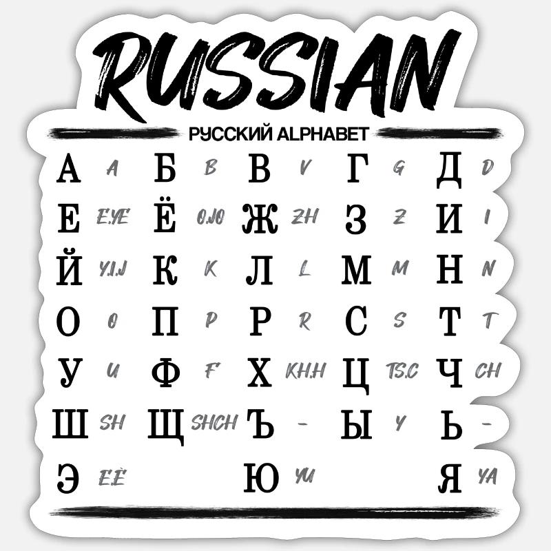 Russian Alphabet Learn Cyrillic Letters - Sticker size S (10 x 10 cm) - white matte