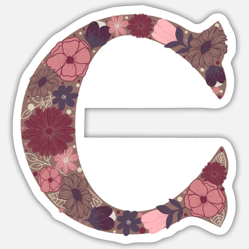Lettre de fleur C - Sticker taille S (10 x 10 cm) - blanc mat