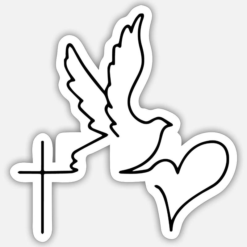 Glaube Hoffnung Liebe Herz Jesus Geschenk - Sticker Größe S (10 x 10 cm) - Mattweiß