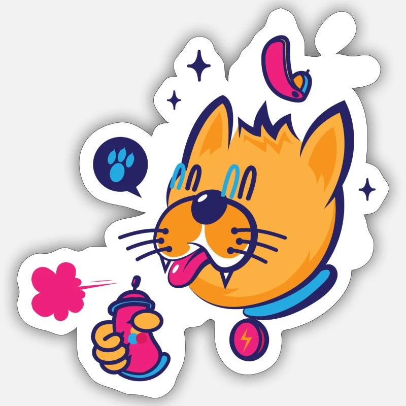 Cat vandal - Sticker taille S (10 x 10 cm) - blanc mat