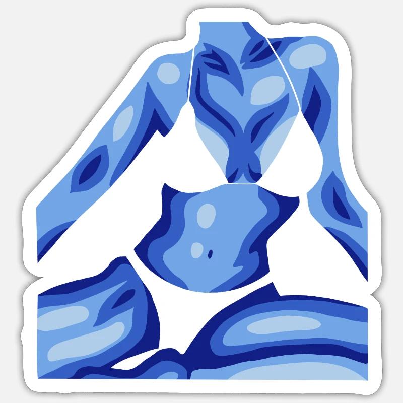 Vrouw in bikini Sticker maat S (10 x 10 cm)