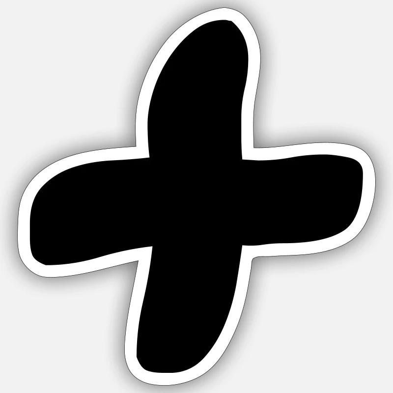 Plus signe de croix ombres plus signe augure - Sticker taille S (10 x 10 cm) - blanc mat