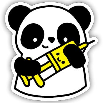 Panda nurse with syringe - Sticker size S (10 x 10 cm) - white matte - Front