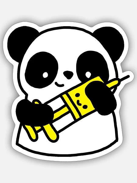 Panda Krankenschwester mit Spritze - Sticker Größe S (10 x 10 cm) - Mattweiß