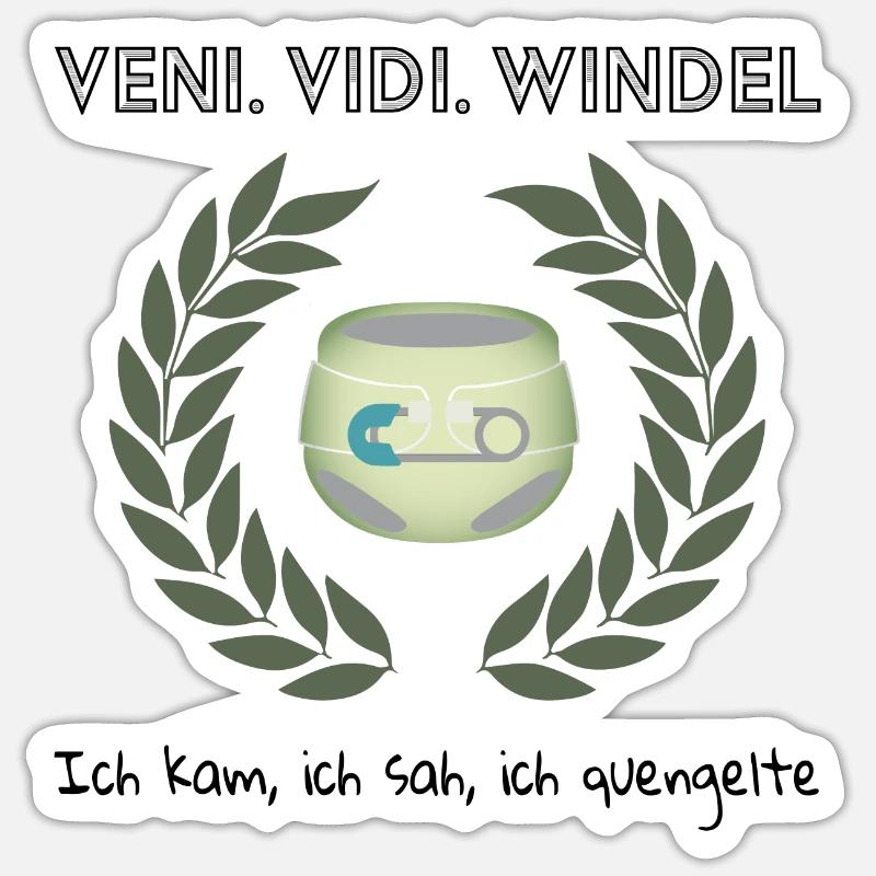 Veni. Vidi. Windel - Sticker Größe S (10 x 10 cm) - Mattweiß