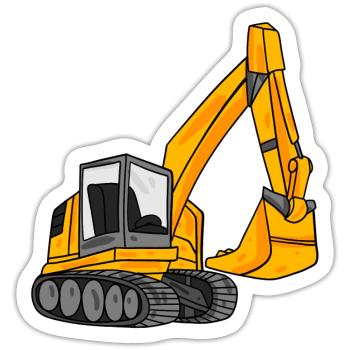 Pelles à godets Excavatrices Pelles - Sticker taille S (10 x 10 cm) - blanc mat - Devant