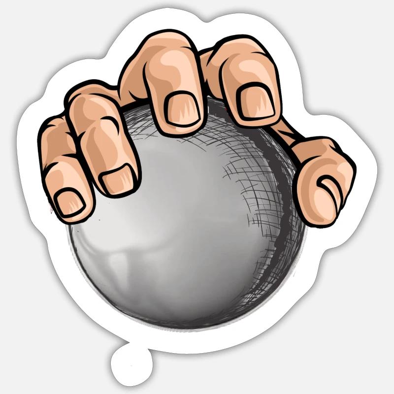 Boule Hand mit Kugel - Sticker Größe S (10 x 10 cm) - Mattweiß