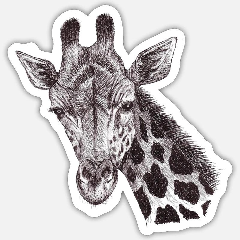 Giraffe head drawn - Sticker size S (10 x 10 cm) - white matte
