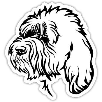 Petit Basset Griffon Vendéen tête - Sticker taille S (10 x 10 cm) - blanc mat - Devant