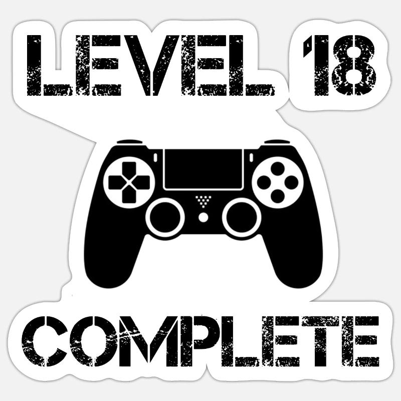 18th Birthday - Level 18 Complete Sticker size S (10 x 10 cm)