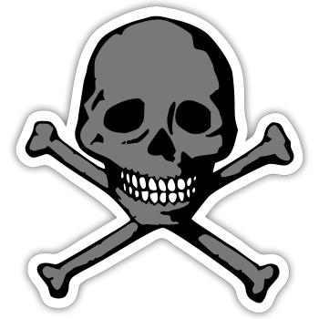 Schädel (weiße Zähne) - Sticker Größe S (10 x 10 cm) - Mattweiß - Vorne