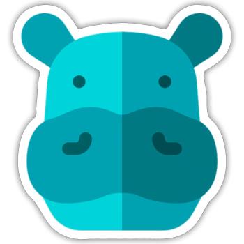 Hippopotames - Sticker taille S (10 x 10 cm) - blanc mat - Devant