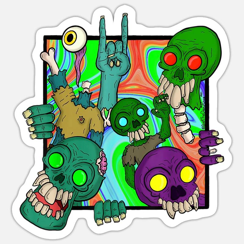 Trippy Goa Psychedelisch Rave Trip Pilze - Sticker Größe S (10 x 10 cm) - Mattweiß