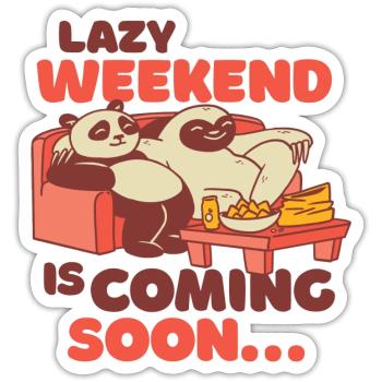 Lazy Weekend, Panda Sloth on Sofa, Relax - Sticker size S (10 x 10 cm) - white matte - Front