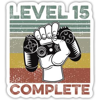 15. Geburtstag 15 Jahre Level Complete 2006 Gamer - Sticker Größe S (10 x 10 cm) - Mattweiß - Vorne