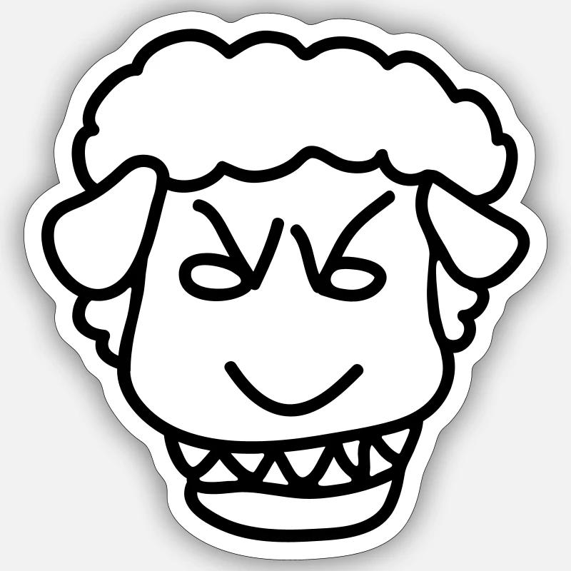 Evil Sheep Comic Teeth Sticker size S (10 x 10 cm)