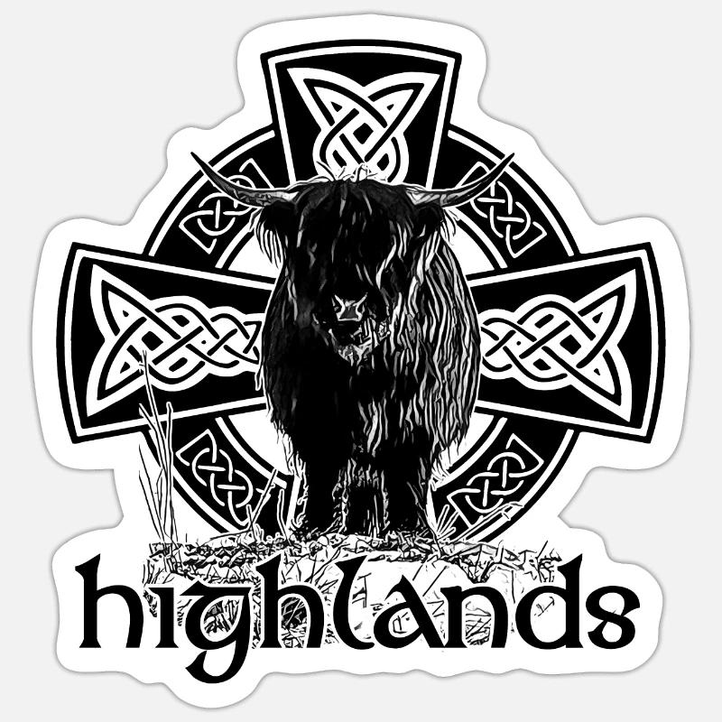 Highlands - Sticker taille S (10 x 10 cm) - blanc mat