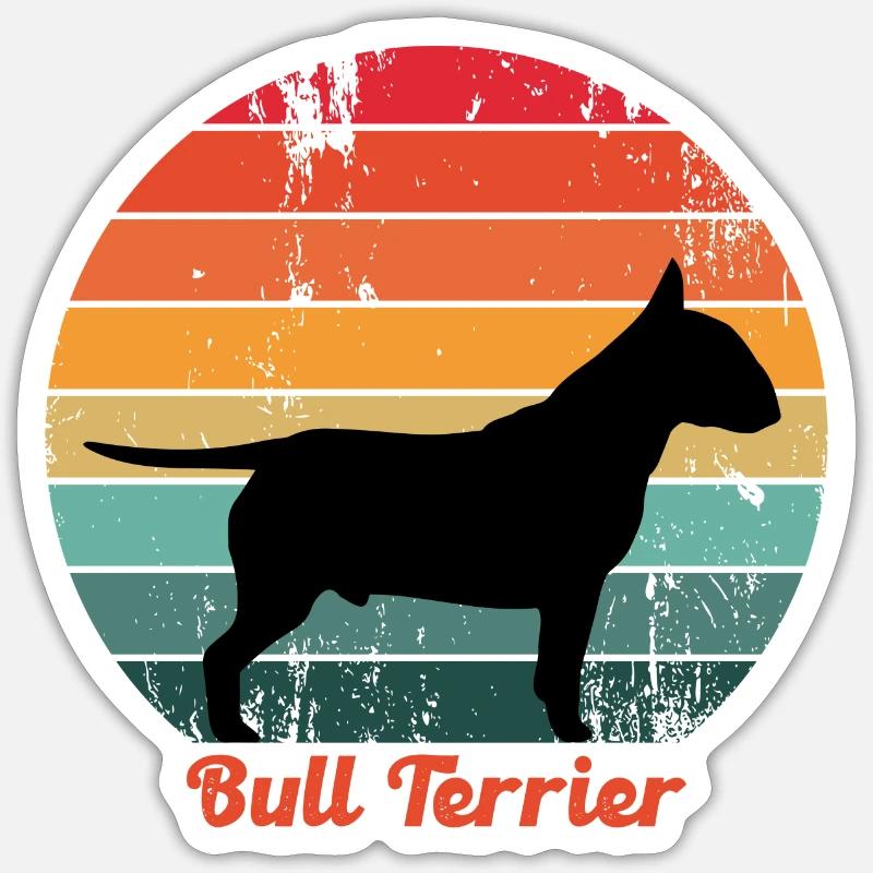 Retro Bullterrier - Sticker taille S (10 x 10 cm) - blanc mat