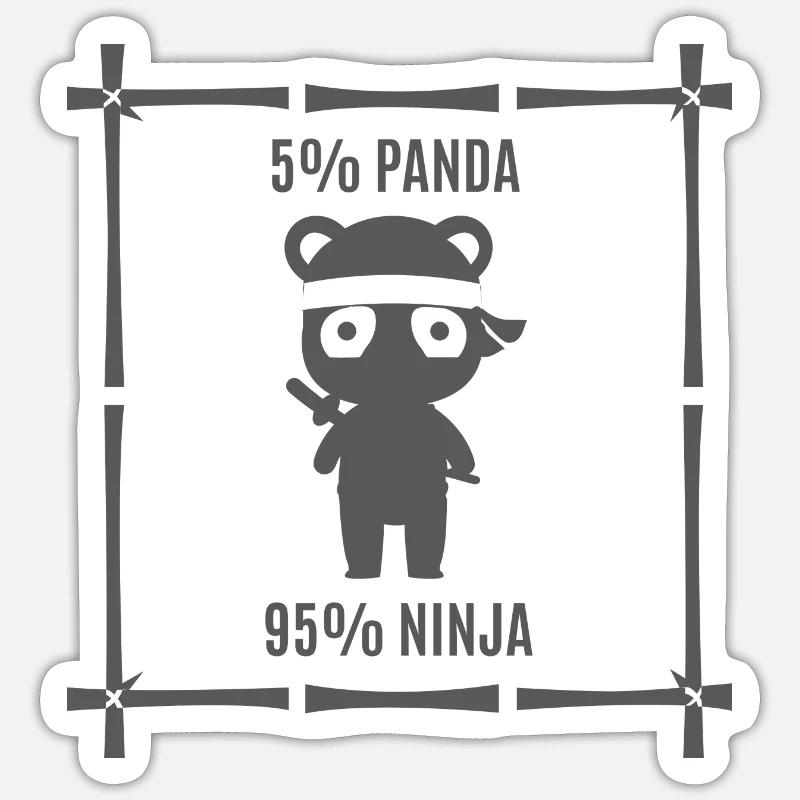 funny Ninja Panda Sticker size S (10 x 10 cm)