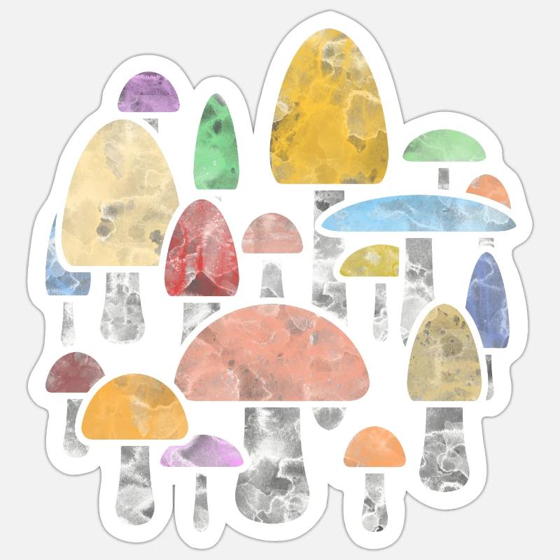 Champignon - Sticker taille S (10 x 10 cm) - blanc mat
