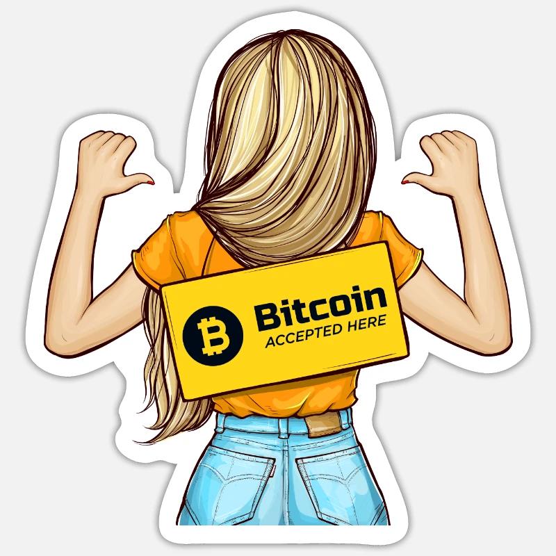 Bitcoin Accepted Here - Sticker taille S (10 x 10 cm) - blanc mat