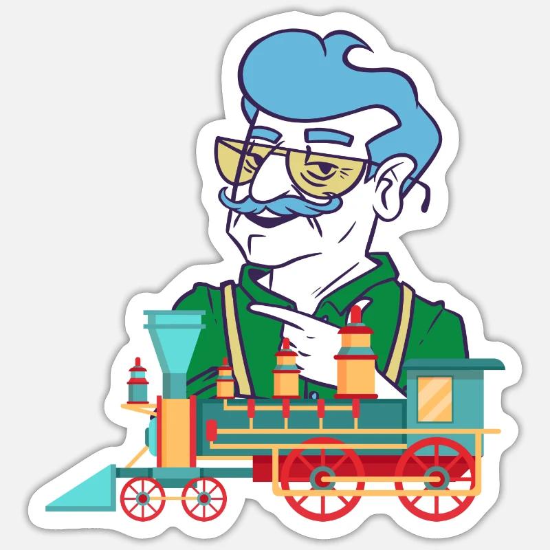 Train miniature Grand-train - Sticker taille S (10 x 10 cm) - blanc mat