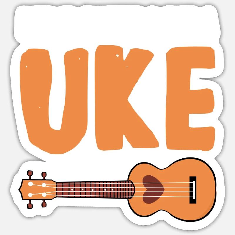 Ukulele - Sticker Größe S (10 x 10 cm) - Mattweiß
