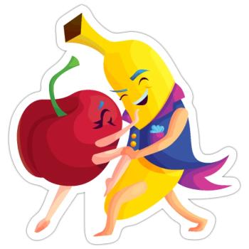 Kirche Banane Tanzen KIBA Lustig Shirt - Sticker Größe S (10 x 10 cm) - Mattweiß - Vorne