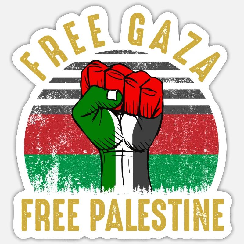 Free Gaza - Sticker taille S (10 x 10 cm) - blanc mat