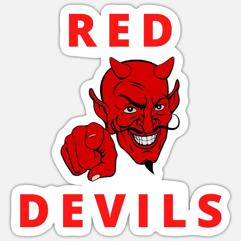 Red devils - Sticker taille S (10 x 10 cm) - blanc mat