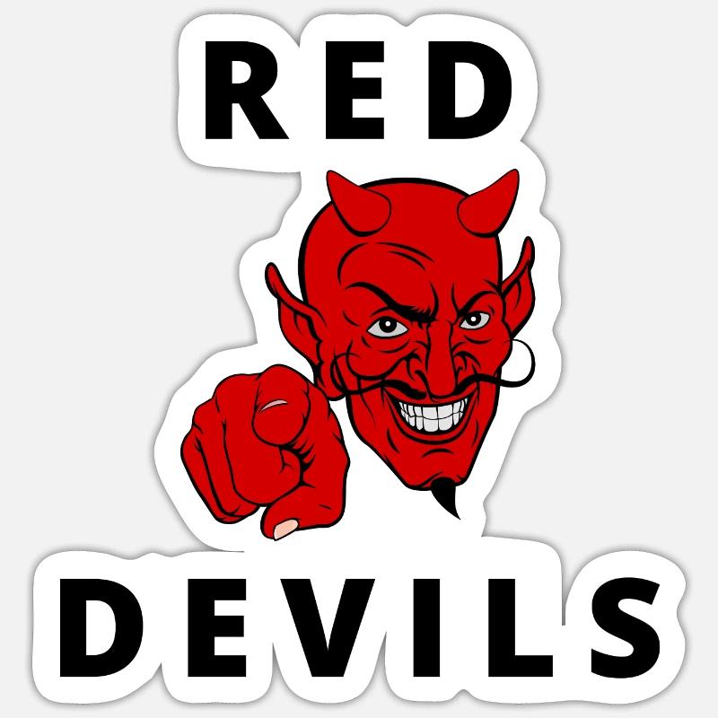 Red devils - Sticker taille S (10 x 10 cm) - blanc mat