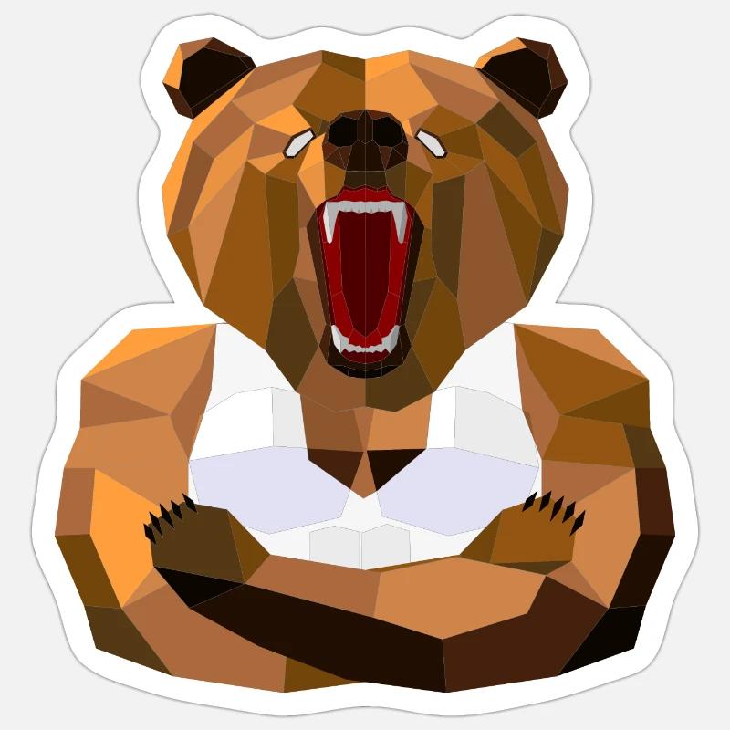 Bear with muscles - Sticker size S (10 x 10 cm) - white matte