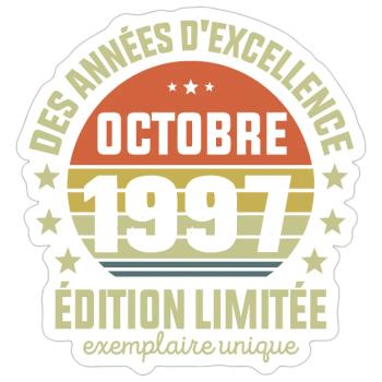 Anniversaire Millésime Fabriqué en Octobre 1997 - Sticker taille S (10 x 10 cm) - blanc mat - Devant