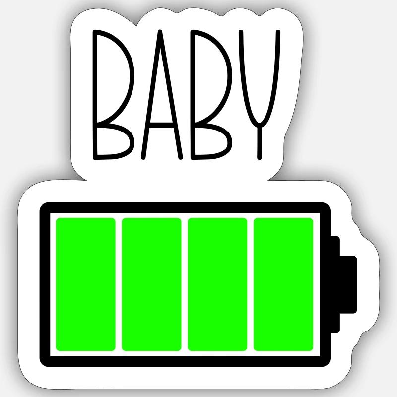 Bébé de batterie - Sticker taille S (10 x 10 cm) - blanc mat