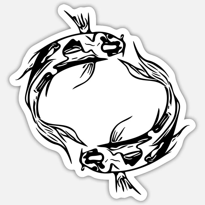 Deux poissons vector Koi Carpe Sticker taille S (10 x 10 cm)