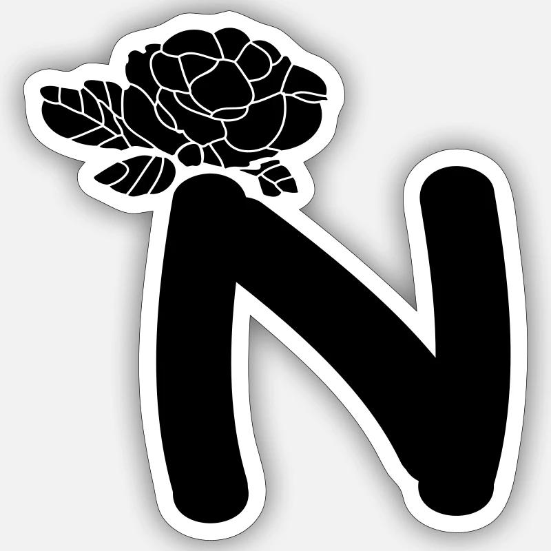 AlphabetBuchstabe N mit Blume Sticker Größe S (10 x 10 cm)