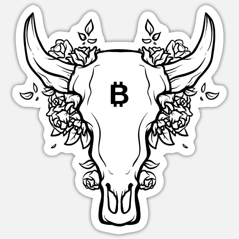 BITCOIN BULL - Sticker taille S (10 x 10 cm) - blanc mat