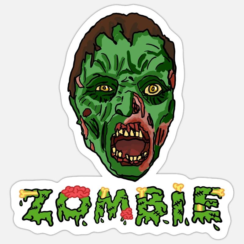 zombie - Sticker taille S (10 x 10 cm) - blanc mat
