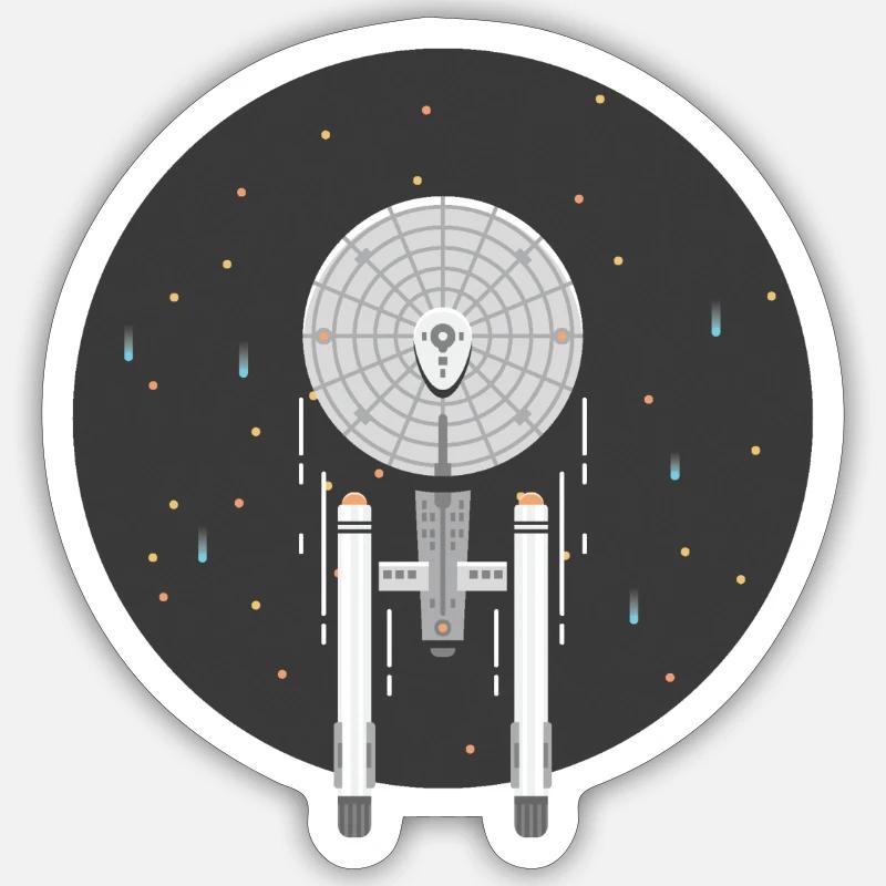 Spaceship in space - Sticker size S (10 x 10 cm) - white matte