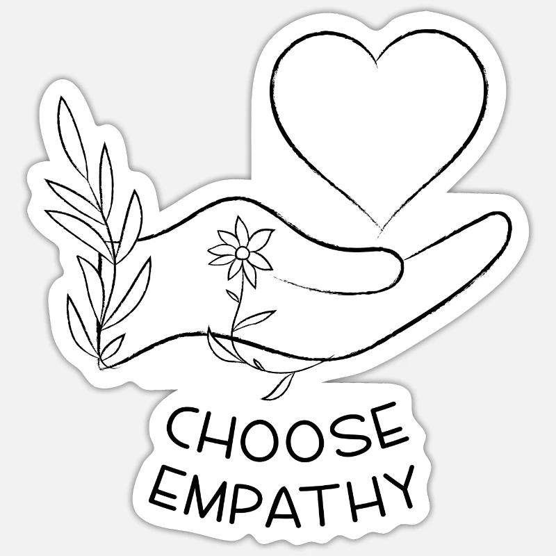 Choisissez Empathy | Conception d’art au trait - Sticker taille S (10 x 10 cm) - blanc mat