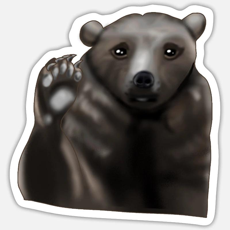 Ours brun - Sticker taille S (10 x 10 cm) - blanc mat