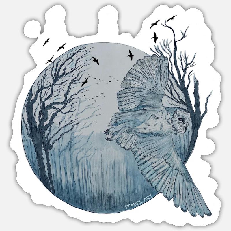 Eule - Sticker Größe S (10 x 10 cm) - Mattweiß
