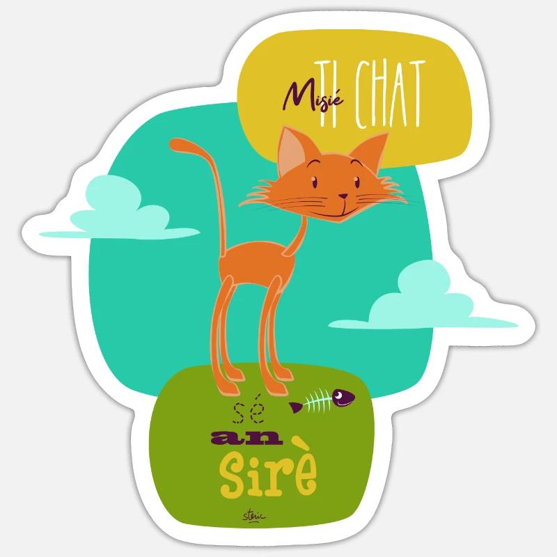 Misié Ti-Chat - Sticker taille S (10 x 10 cm) - blanc mat