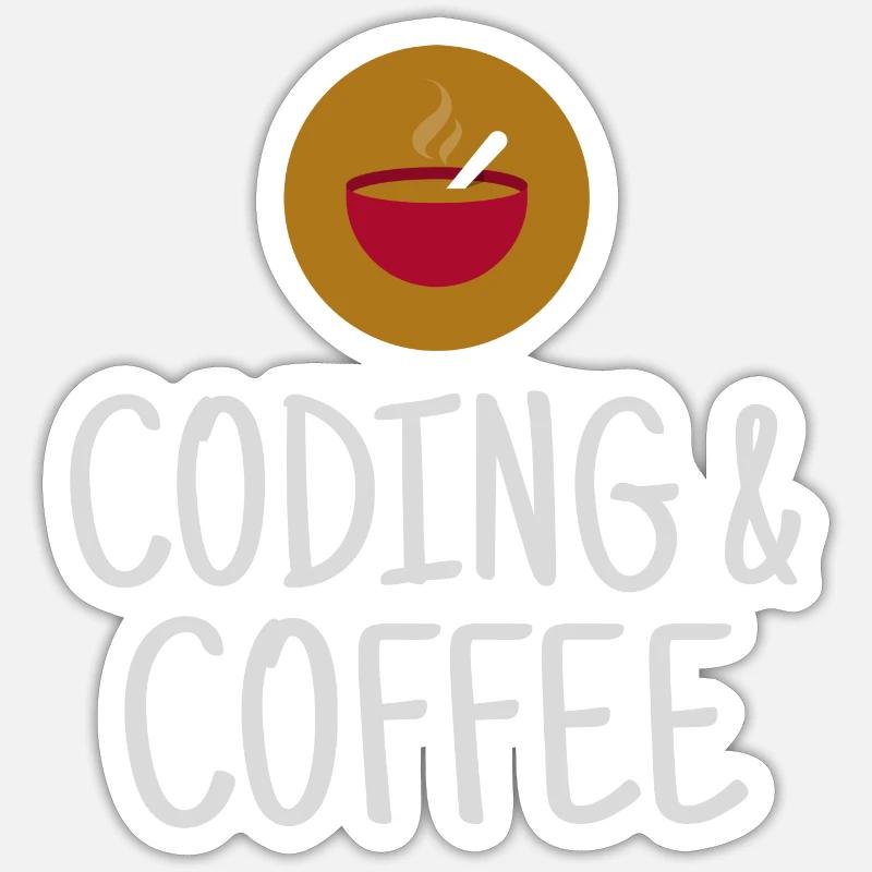 Codage et café - Sticker taille S (10 x 10 cm) - blanc mat